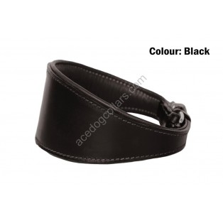  Ace Traditional Leather Dog Collar lined with super SOFT leather ::BLACK::